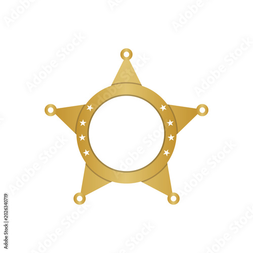 Sheriff Star Badge Icon. Golden Sheriff Badge Graphic.