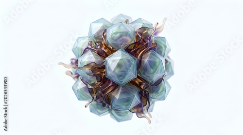 Virus particle microscopic view closeup.