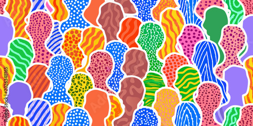 abstract human silhouettes pattern colorful and repeating