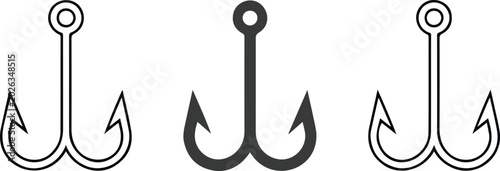 Фотография Minimalist fishing hook icon set vector illustration for maritime sports angling