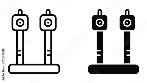Obraz na płótnie Four black usb flash drives on a stand