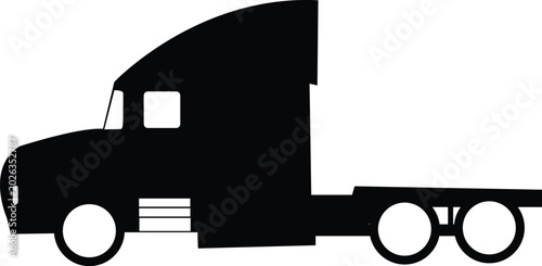 Quadro em tela Silhouette of a flatbed semi-trailer truck, ideal for logistics and transportati