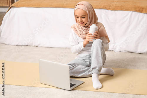 Little Muslim girl in hijab...