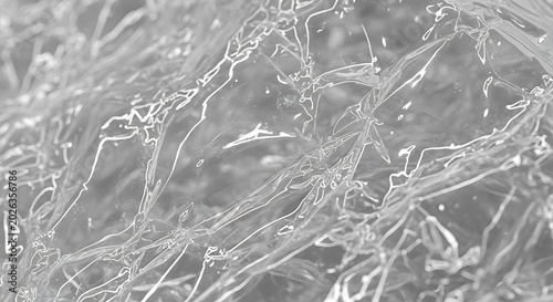 Transparent Crumpled Plastic Film Texture with Glossy Wrinkles in Abstract Close Up