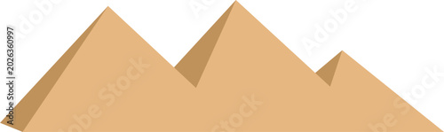 Simple vector illustration of three brown geometric The Egyptian pyramids