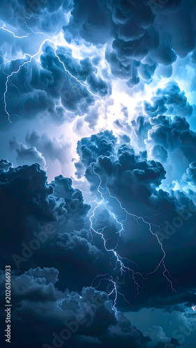 雨雲と雷光のドラマチック背景