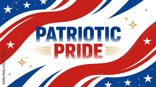Fotografi Patriotic Pride text with American flag elements and stars, symbolizing national celebration and unity