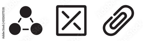 Tableau sur toile Share, exclude and paperclip icons in black