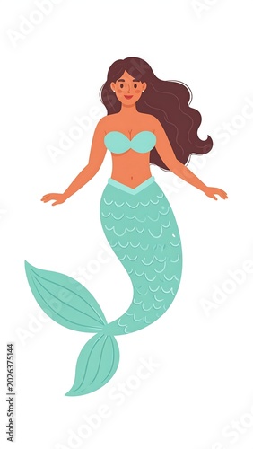 Stylized depiction of a mythical mermaid with flowing hair and a shimmering tail