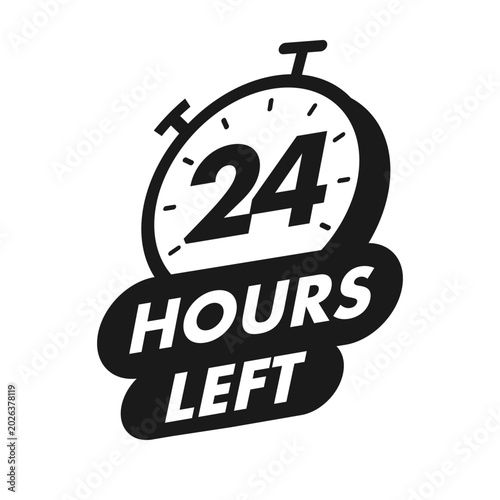 Cuadro en lienzo Timer 24 hours left watch icon black color for promo offer, promotion, sale, soc