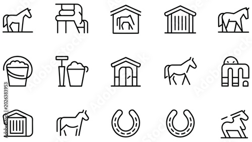 Bild auf Leinwand Horse icons and symbols for equestrian and farm related designs and concepts  fa