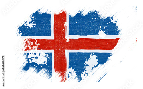 Foto icelandic flag with strokes and paint splatters