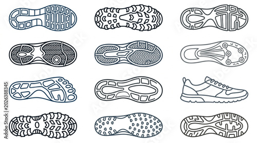 Canvastavla Collection of Shoe Soles and One Athletic Shoe.