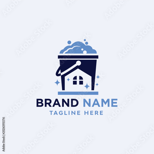 Modern Cleaning Bucket Logo Vector Design