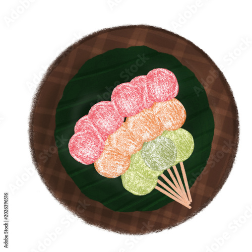 Schilderij op canvas Ongol-ongol is a traditional Indonesian sweet snack made from tapioca or sago flour, palm sugar, and grated coconut