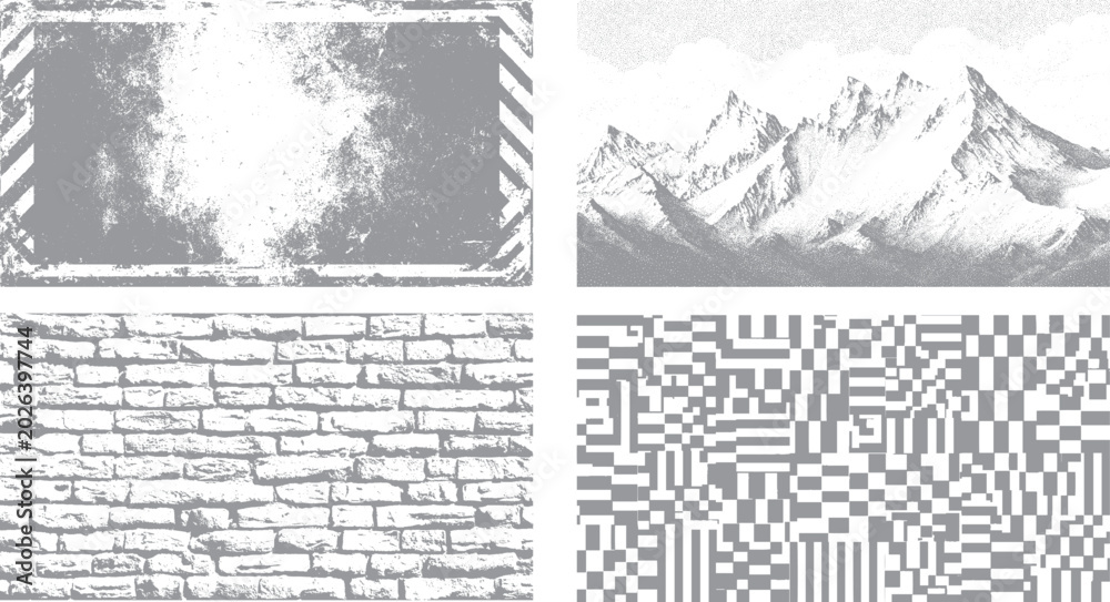 Obraz premium Set Creative black grunge backgrounds with gritty texture detail