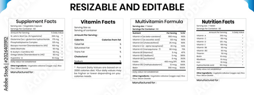 Bild auf Leinwand Nutrition facts label