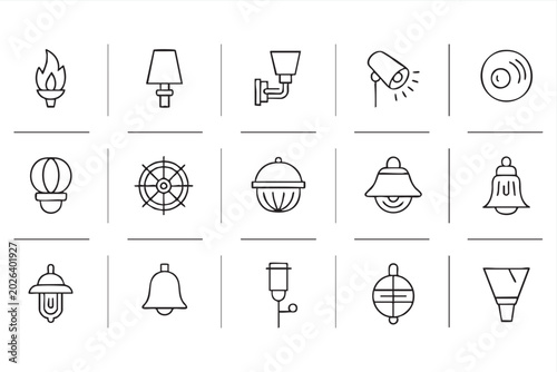Cuadro en lienzo Line Art Lamp Fixture Set For Architecture And Renovation Graphics