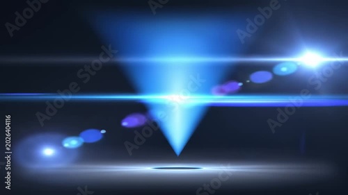 Bright blue light projection on dark background futuristic concept