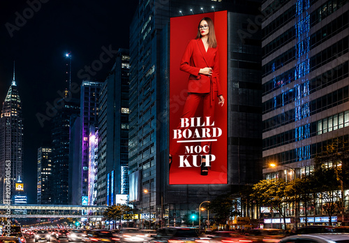 Night City Billboard Advertising Mockup