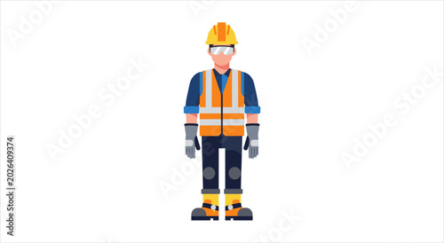 Fotografie Construction worker wearing safety gear and high visibility vest.