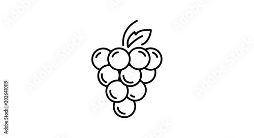Bild auf Leinwand Simple Line Art Icon of a Bunch of Grapes.