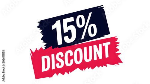Discount offer banner with 15 percent off on white background