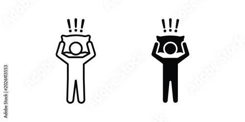 Insomnia icon of a person covering head with pillow