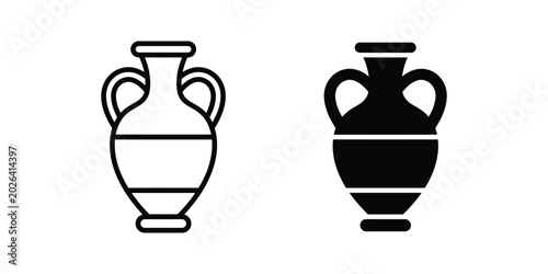 Tableau sur toile Amphora icon set Ancient greek vase symbol