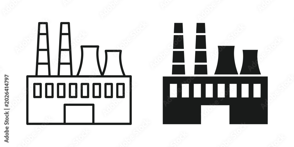 Obraz premium Industrial factory building icon set