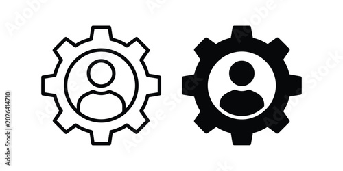 User settings icon with gear symbol Account management vector set