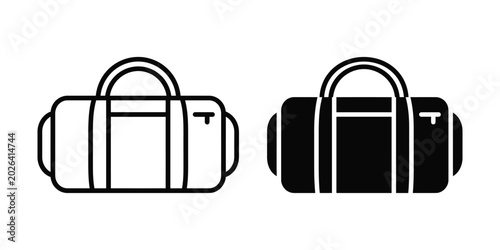 Sports bag icon set Vector duffel bag symbol