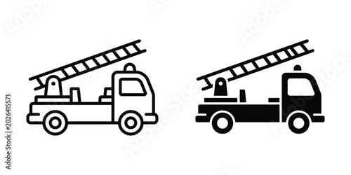 Tableau sur toile Fire truck icon set line and glyph style