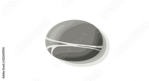 Photography Smooth river stone with light streaks isolated on white background flat vector illustration for zen decoration