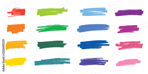 Cuadro en lienzo Set of brush paint stroke texture swatch Hand painted background Ink scribble da