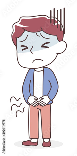 下腹部痛に苦しむ男性（腹痛）