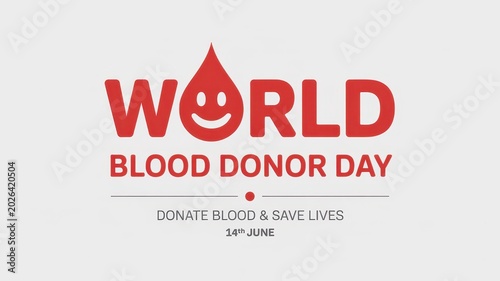 World Blood Donor Day banner with blood drop smiley icon and 