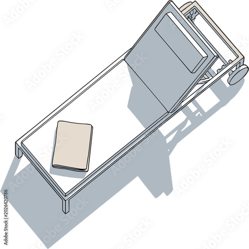 Canvas Print Sun lounger vector illustration, beach chair for relaxation, featuring an adjustable backrest and armrests