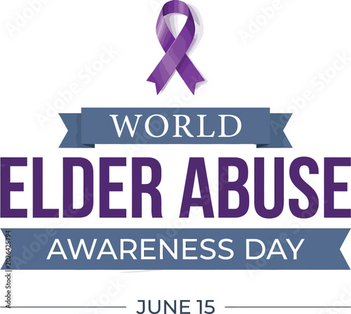 Purple ribbon graphic for world elder abuse awareness day