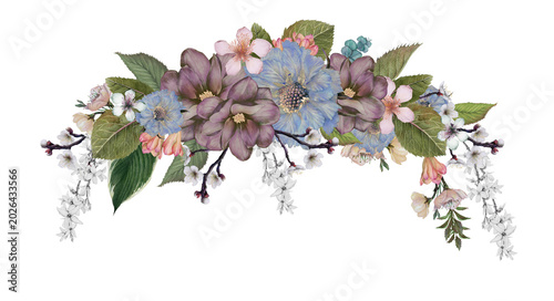 Tableau sur toile Luxury Botanical Floral Header with Transparent Background
