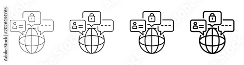 Schilderij op canvas Digital Citizenship and Global User Account Vector Line Icon Illustration