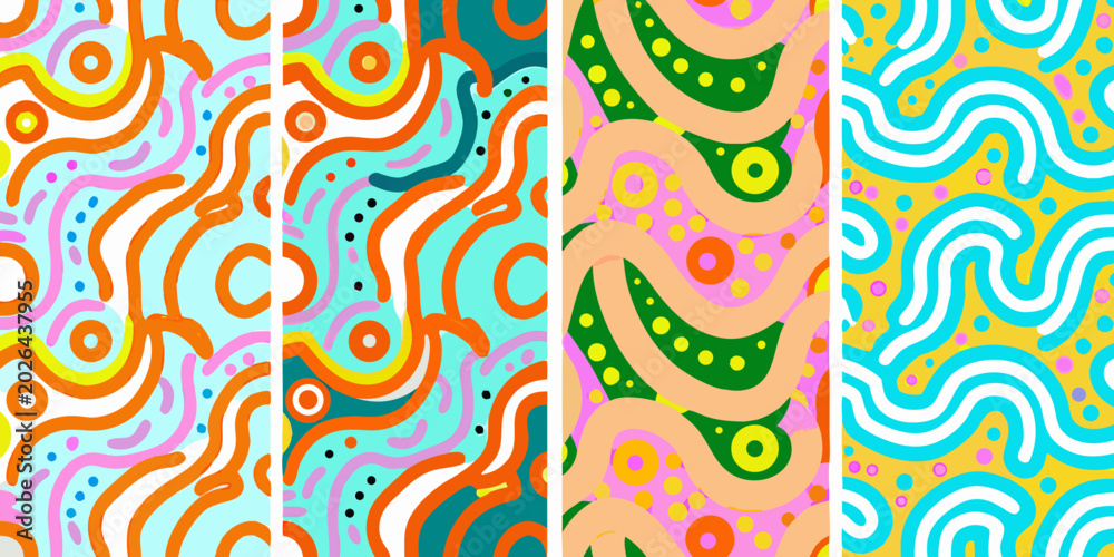 Naklejka premium abstract wavy panels four vertical strips of colorful vector illustration