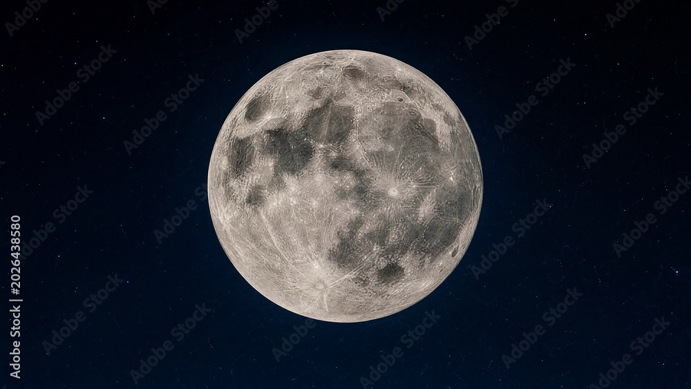 Obraz premium Super moon in crisp detail against a deep blue night sky with visible lunar craters.