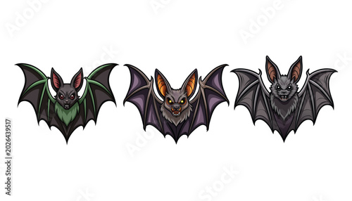 Fotografia set of bat clipart vector illustration
