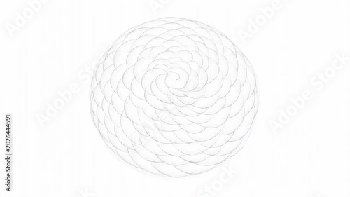 Abstract White Circular Pattern with Swirling Lines and Texture.