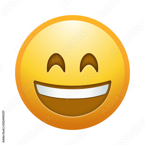 Grinning face emoji illustration, transparent background.