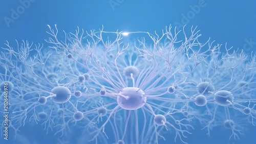 Abstract visualization of neural network activity and brain connections.