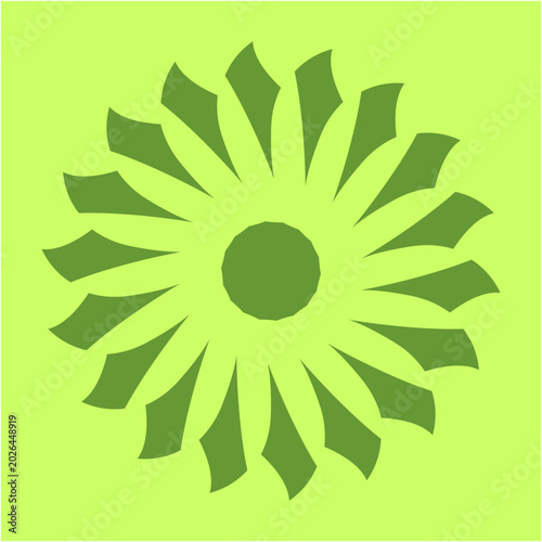Bild auf Leinwand Bold petals twist in unified rotation, a living wheel of nature's energy, spinning silently between lime light and olive shadow