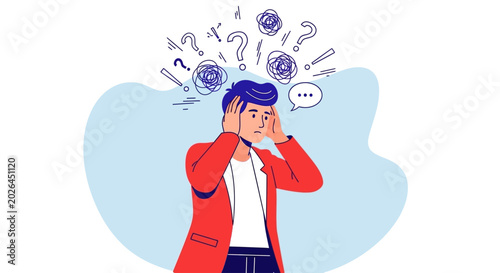 Konstfotografi Confused business man, frustrated employee, puzzled person, stress vector