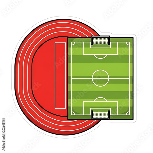 Sports fields a track and a soccer pitch with goals